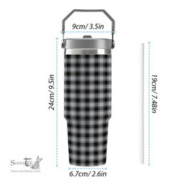 ScotsTee Shop Scottish MacPhee Black and White Tartan Flip Straw Tumbler 20oz 30oz