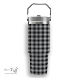 ScotsTee Shop Scottish MacPhee Black and White Tartan Flip Straw Tumbler 20oz 30oz