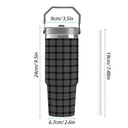 ScotsTee Shop Scottish Scott Black and White Tartan Flip Straw Tumbler 20oz 30oz