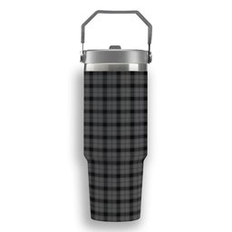 ScotsTee Shop Scottish Scott Black and White Tartan Flip Straw Tumbler 20oz 30oz