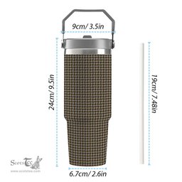 ScotsTee Shop Scottish Shepherd Brown & White Tartan Flip Straw Tumbler 20oz 30oz