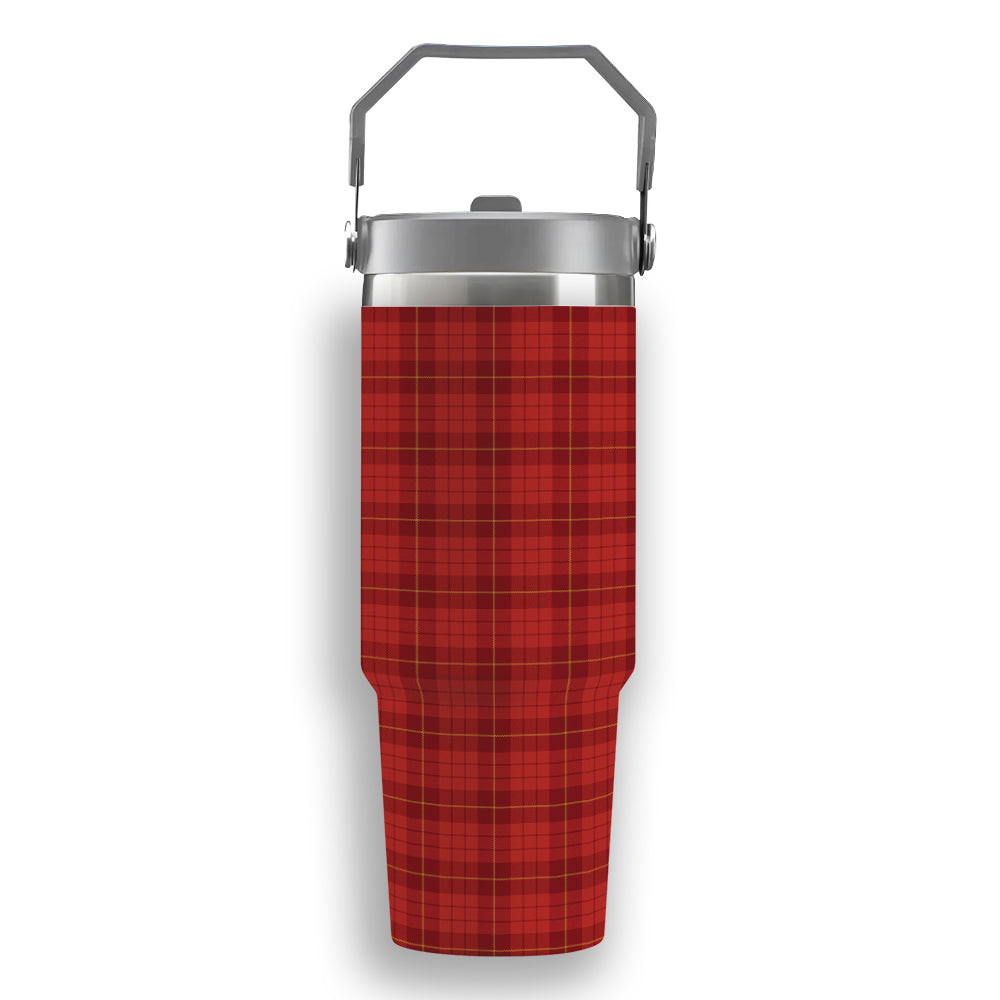 ScotsTee Shop Scottish Hamilton Red Ancient Tartan Flip Straw Tumbler 20oz 30oz