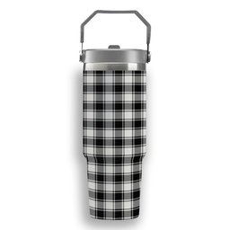 ScotsTee Shop Scottish MacFie Black & White Modern Tartan Flip Straw Tumbler 20oz 30oz