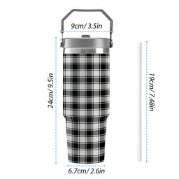 ScotsTee Shop Scottish McFie Black & White Modern Tartan Flip Straw Tumbler 20oz 30oz