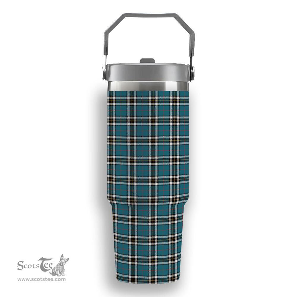 ScotsTee Shop Scottish MacThomas Blue Ancient Tartan Flip Straw Tumbler 20oz 30oz