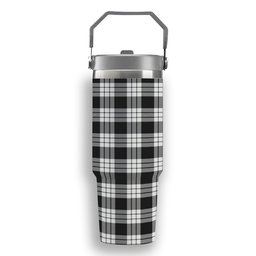 ScotsTee Shop Scottish MacFarlane Black White Tartan Flip Straw Tumbler 20oz 30oz