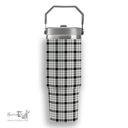 ScotsTee Shop Scottish MacFarlane Black White Modern Tartan Flip Straw Tumbler 20oz 30oz