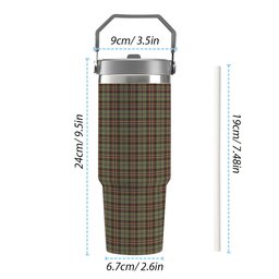 ScotsTee Shop Scottish Scott Green Weathered Tartan Flip Straw Tumbler 20oz 30oz