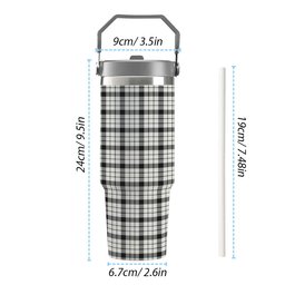 ScotsTee Shop Scottish MacFarlane Black White Ancient Tartan Flip Straw Tumbler 20oz 30oz