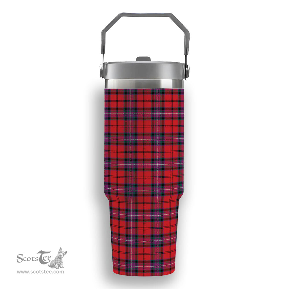 ScotsTee Shop Scottish Kelly of Sleat Red Modern Tartan Flip Straw Tumbler 20oz 30oz