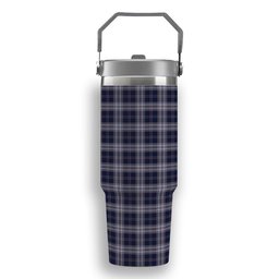 ScotsTee Shop Scottish Yokohama Takashimaya Blue Tartan Flip Straw Tumbler 20oz 30oz