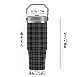 ScotsTee Shop Scottish Thompson Society Grey Tartan Flip Straw Tumbler 20oz 30oz