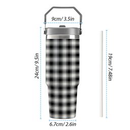 ScotsTee Shop Scottish McPhee B&W Ancient Tartan Flip Straw Tumbler 20oz 30oz