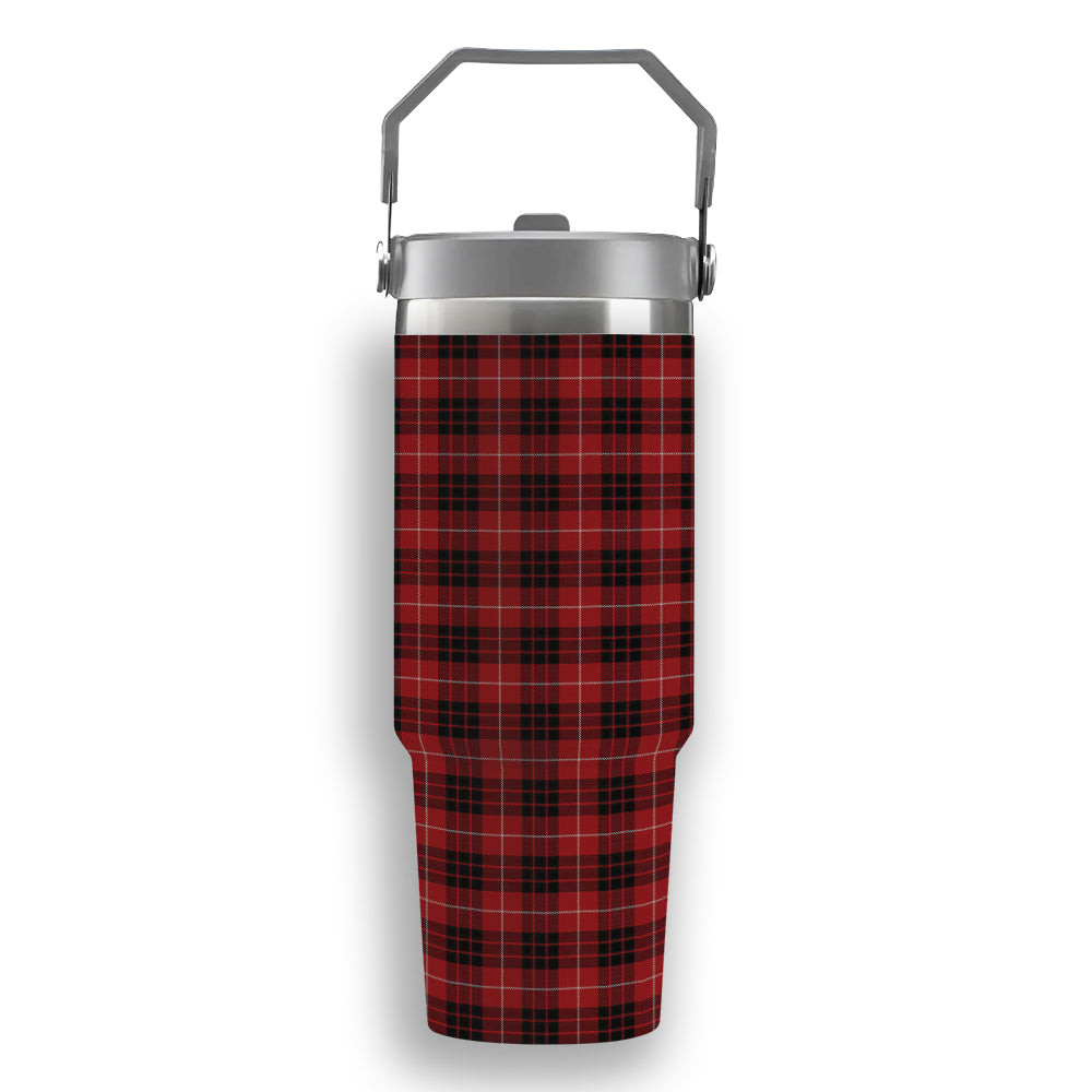 ScotsTee Shop Scottish Monroe Black and Red Tartan Flip Straw Tumbler 20oz 30oz