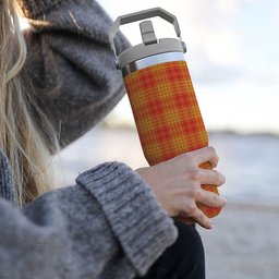 ScotsTee Shop Scottish MacMillan Dress Ancient Tartan Flip Straw Tumbler 20oz 30oz