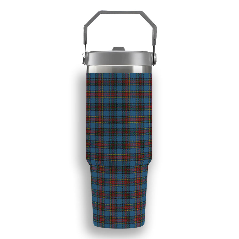 ScotsTee Shop Scottish Stewart Royal Blue Tartan Flip Straw Tumbler 20oz 30oz