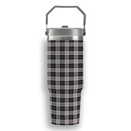 ScotsTee Shop Scottish MacPherson of Cluny Black and White Tartan Flip Straw Tumbler 20oz 30oz