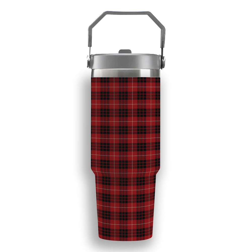 ScotsTee Shop Scottish Munro Black and Red Tartan Flip Straw Tumbler 20oz 30oz