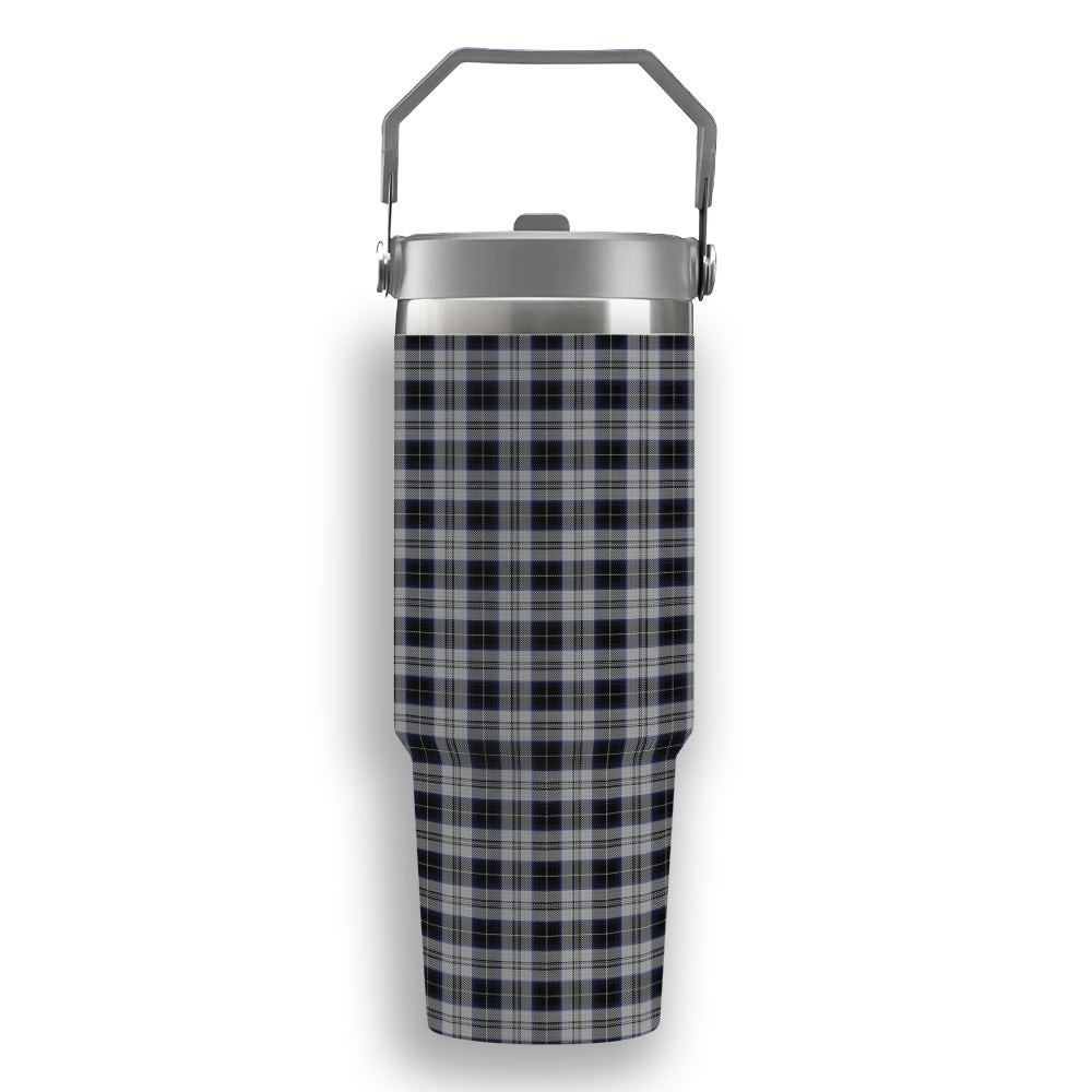ScotsTee Shop Scottish Menzies Black Dress Tartan Flip Straw Tumbler 20oz 30oz
