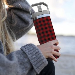 ScotsTee Shop Scottish Ramsay Red Tartan Flip Straw Tumbler 20oz 30oz