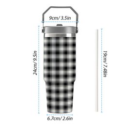 ScotsTee Shop Scottish McPhee B&W Modern Tartan Flip Straw Tumbler 20oz 30oz