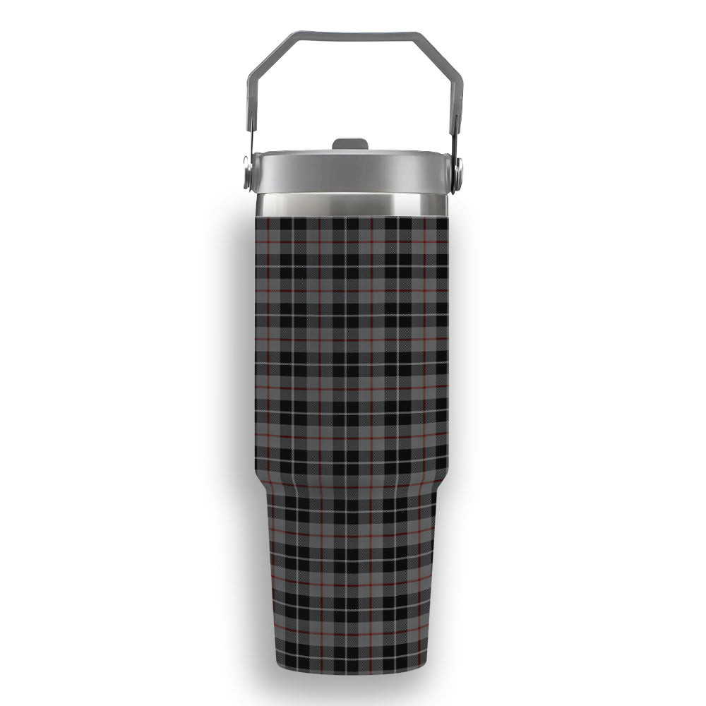 ScotsTee Shop Scottish Thomson Grey Tartan Flip Straw Tumbler 20oz 30oz