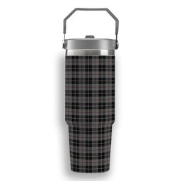 ScotsTee Shop Scottish Thomson Grey Tartan Flip Straw Tumbler 20oz 30oz