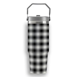 ScotsTee Shop Scottish McFie Black & White Ancient Tartan Flip Straw Tumbler 20oz 30oz