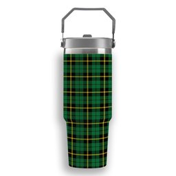 ScotsTee Shop Scottish Wallace Hunting Green Tartan Flip Straw Tumbler 20oz 30oz