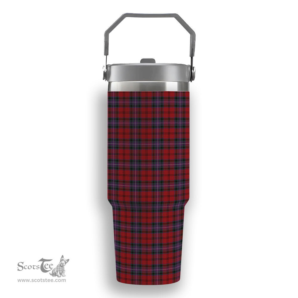 ScotsTee Shop Scottish Kelly of Sleat Red Tartan Flip Straw Tumbler 20oz 30oz