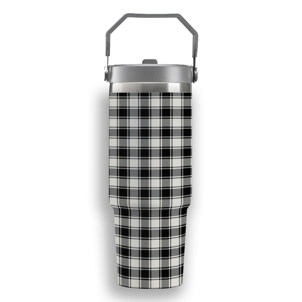 ScotsTee Shop Scottish MacPhee B&W Modern Tartan Flip Straw Tumbler 20oz 30oz