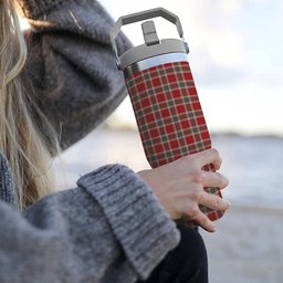 ScotsTee Shop Scottish MacLean of Duart Dress Red Tartan Flip Straw Tumbler 20oz 30oz
