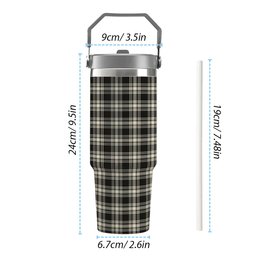 ScotsTee Shop Scottish Menzies Black & White Ancient Tartan Flip Straw Tumbler 20oz 30oz