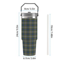 ScotsTee Shop Scottish McDonell of Glengarry Dress Ancient Tartan Flip Straw Tumbler 20oz 30oz