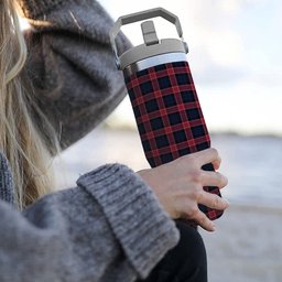 ScotsTee Shop Scottish Graham of Menteith Red Modern Tartan Flip Straw Tumbler 20oz 30oz