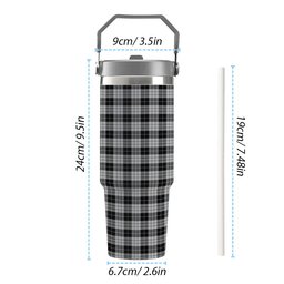 ScotsTee Shop Scottish McLeod Black and White Tartan Flip Straw Tumbler 20oz 30oz