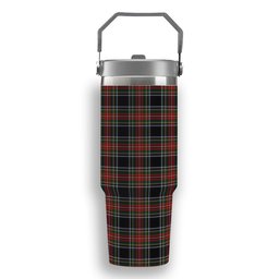 ScotsTee Shop Scottish Stewart Black Tartan Flip Straw Tumbler 20oz 30oz