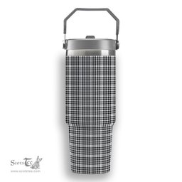ScotsTee Shop Scottish Scott Black and White Modern Tartan Flip Straw Tumbler 20oz 30oz