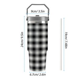 ScotsTee Shop Scottish MacFie Black & White Ancient Tartan Flip Straw Tumbler 20oz 30oz