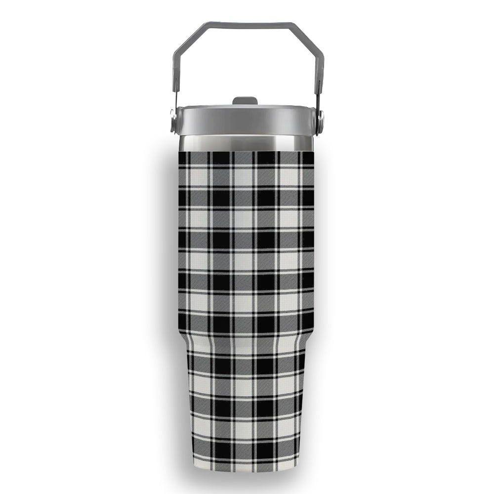 ScotsTee Shop Scottish MacFie Black & White Ancient Tartan Flip Straw Tumbler 20oz 30oz