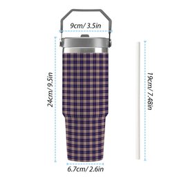 ScotsTee Shop Scottish Harris Royal Blue Tartan Flip Straw Tumbler 20oz 30oz