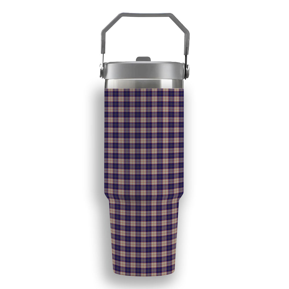 ScotsTee Shop Scottish Harris Royal Blue Tartan Flip Straw Tumbler 20oz 30oz