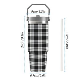 ScotsTee Shop Scottish McFarlane Black White Tartan Flip Straw Tumbler 20oz 30oz