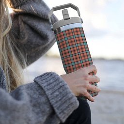 ScotsTee Shop Scottish Hamilton Red Modern Tartan Flip Straw Tumbler 20oz 30oz