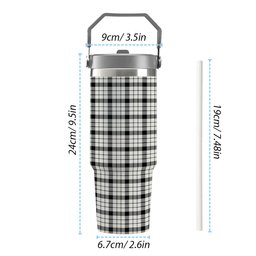 ScotsTee Shop Scottish McFarland Black White Modern Tartan Flip Straw Tumbler 20oz 30oz