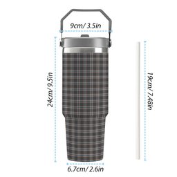 ScotsTee Shop Scottish Harris Mist Tartan Flip Straw Tumbler 20oz 30oz