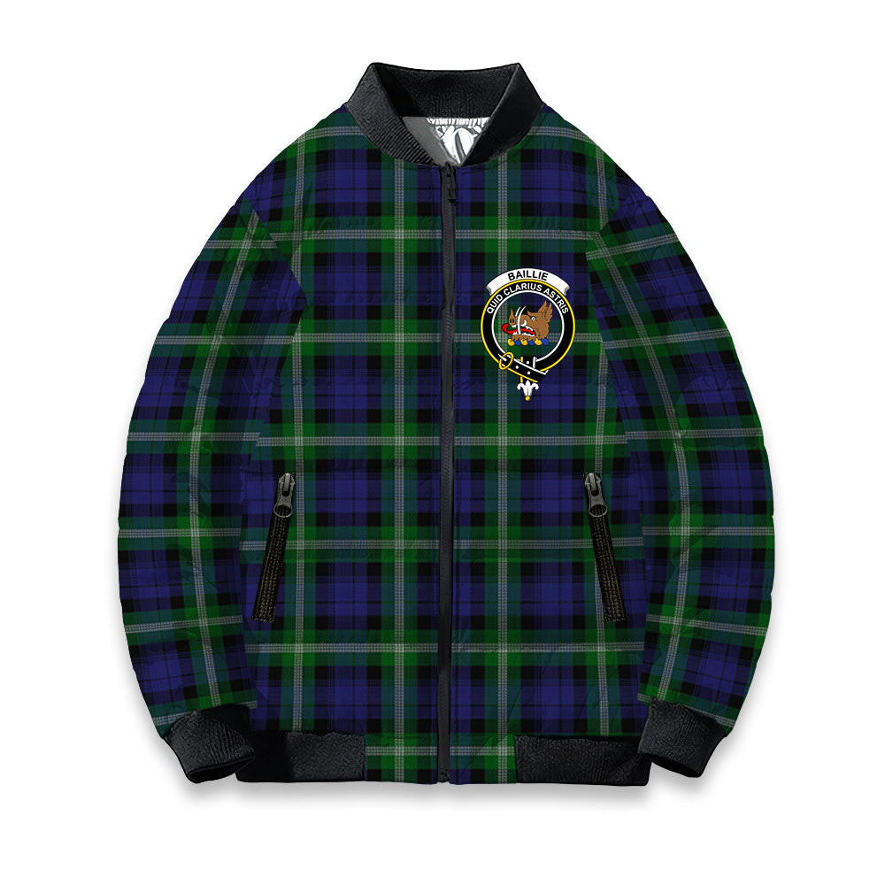 ScotsTee Shop Scottish Baillie of Polkemmet Crest Tartan Bomber Puffer Jacket