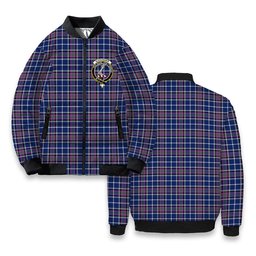 ScotsTee Shop Scottish Alexander of Menstry Modern Crest Tartan Bomber Puffer Jacket