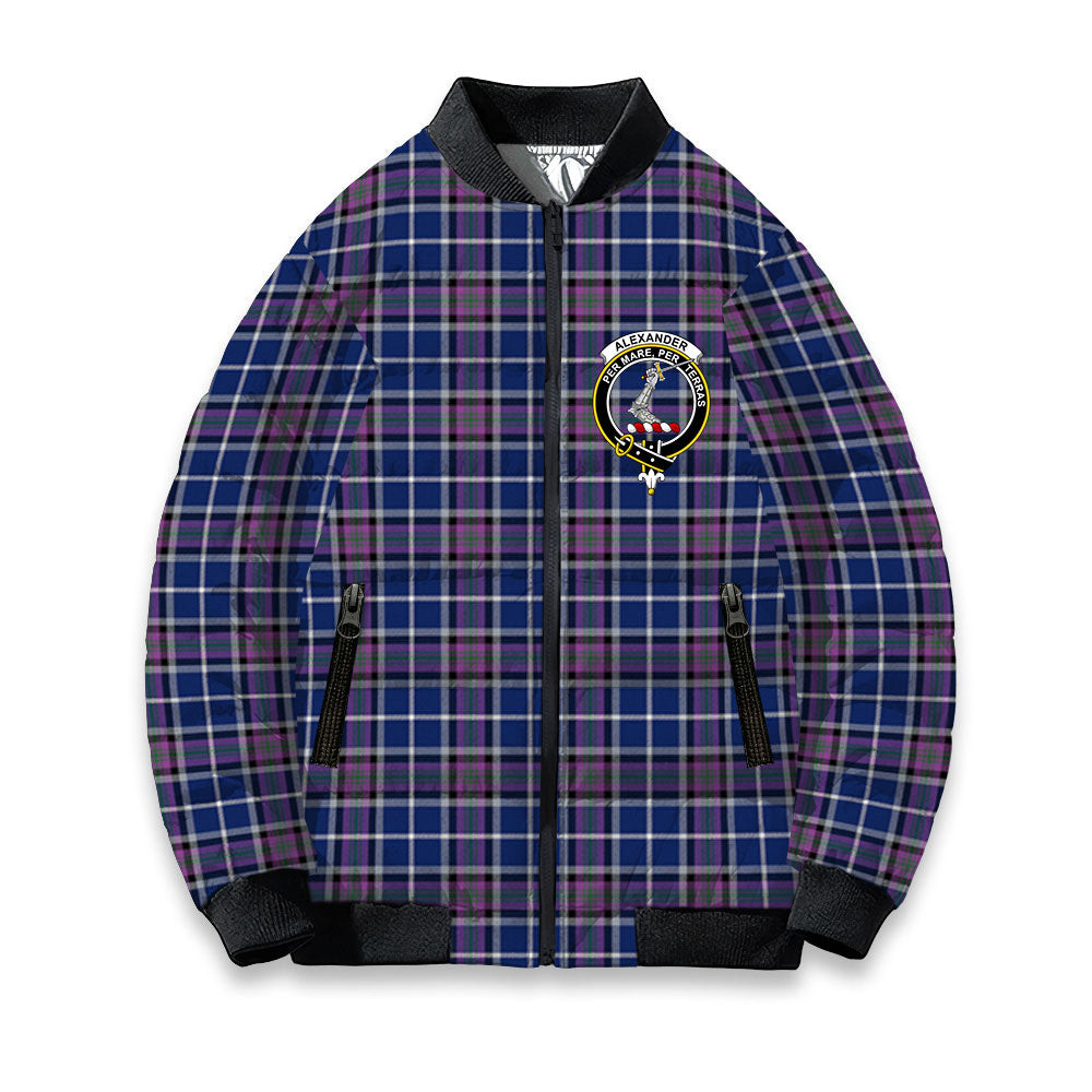 ScotsTee Shop Scottish Alexander of Menstry Modern Crest Tartan Bomber Puffer Jacket