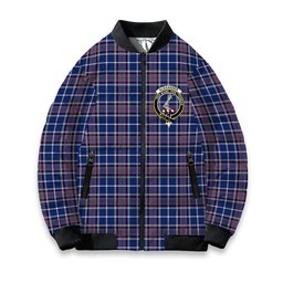 ScotsTee Shop Scottish Alexander of Menstry Modern Crest Tartan Bomber Puffer Jacket